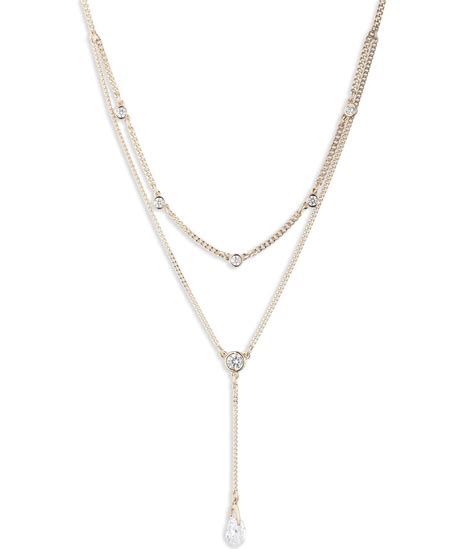 givenchy gold tone and crystal pendant necklace|Givenchy necklace and earring set.